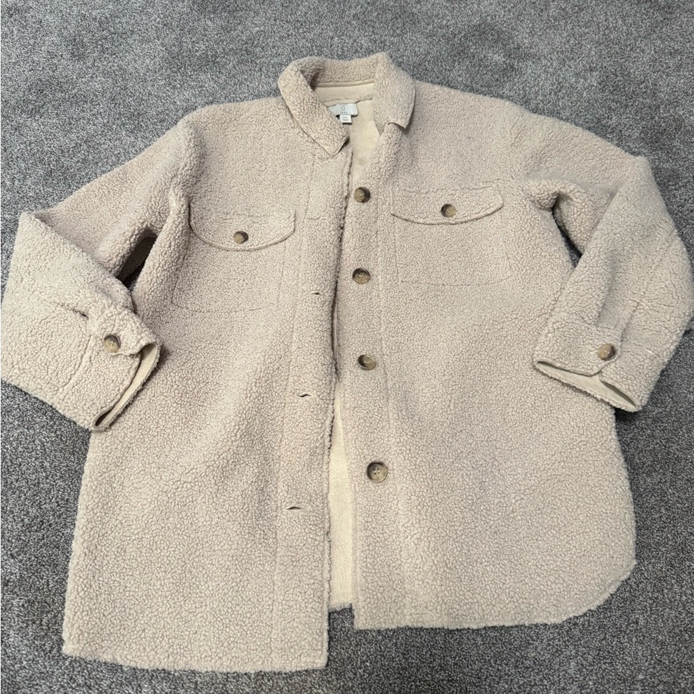 Joie Teddy Sherpa Tan Oversized Jacket Sz S - Picture 2 of 5